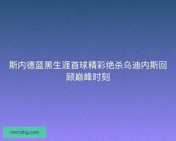 斯内德蓝黑生涯首球精彩绝杀乌迪内斯回顾巅峰时刻